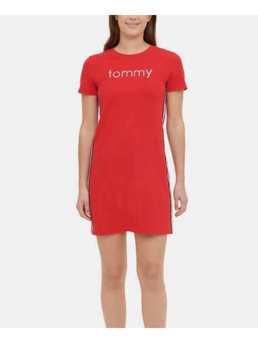 Tommy Hilfiger Women's Scarlet Logo Side-Stripe T-Shirt Dress - Size M